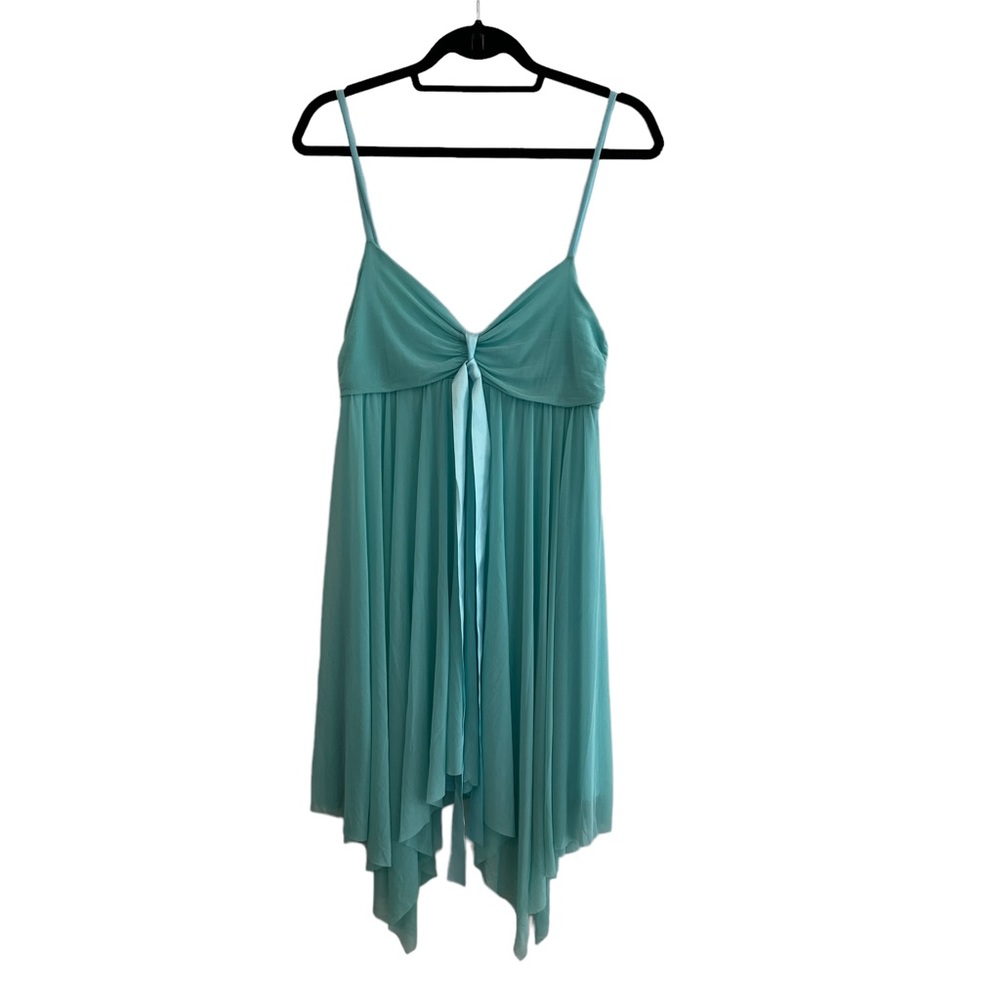 Supre Green Dress Size Medium Spaghetti Strap Empire Waist Handkerchief Hem